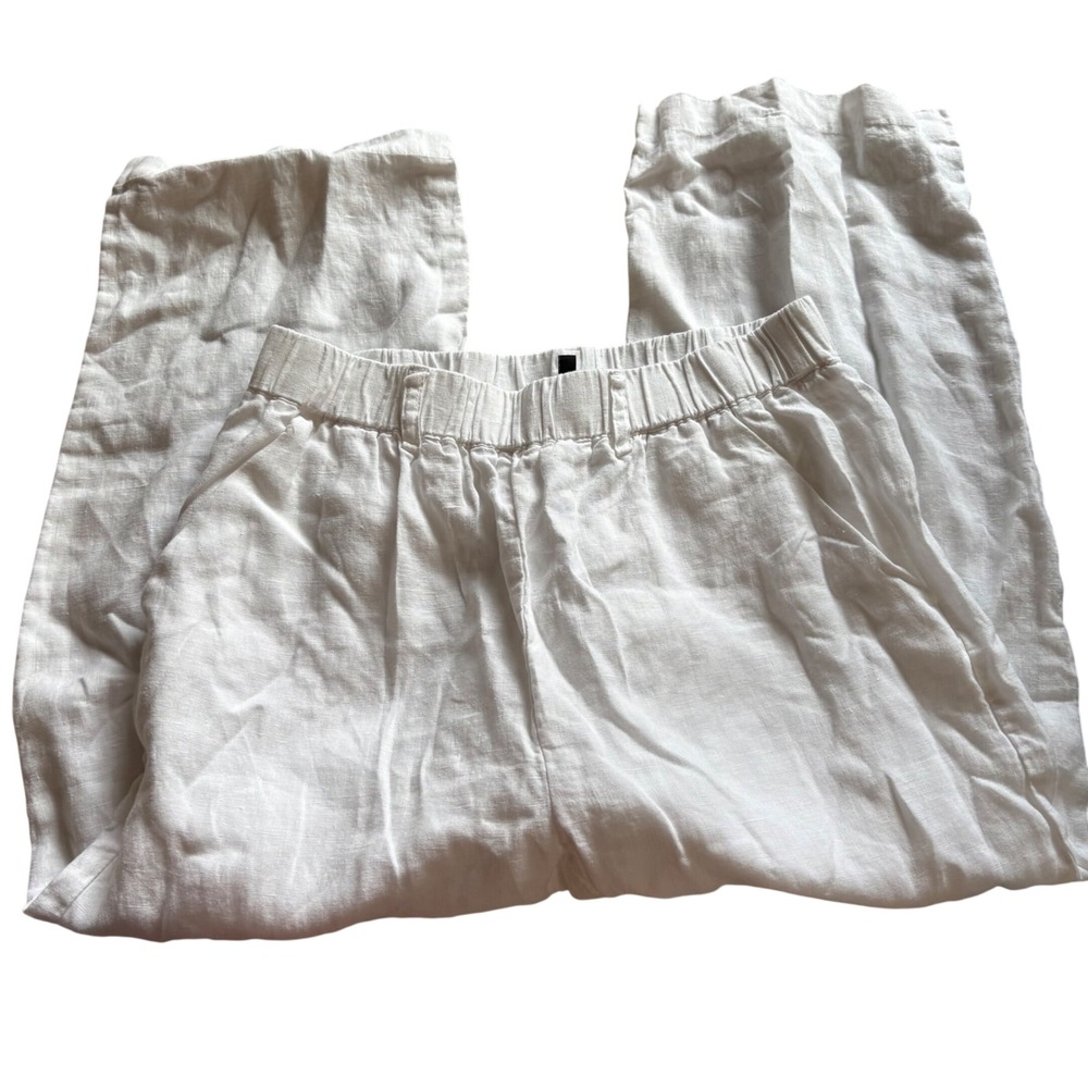 QUINCE White Linen Pull On Pants Size XS Costal Vacation